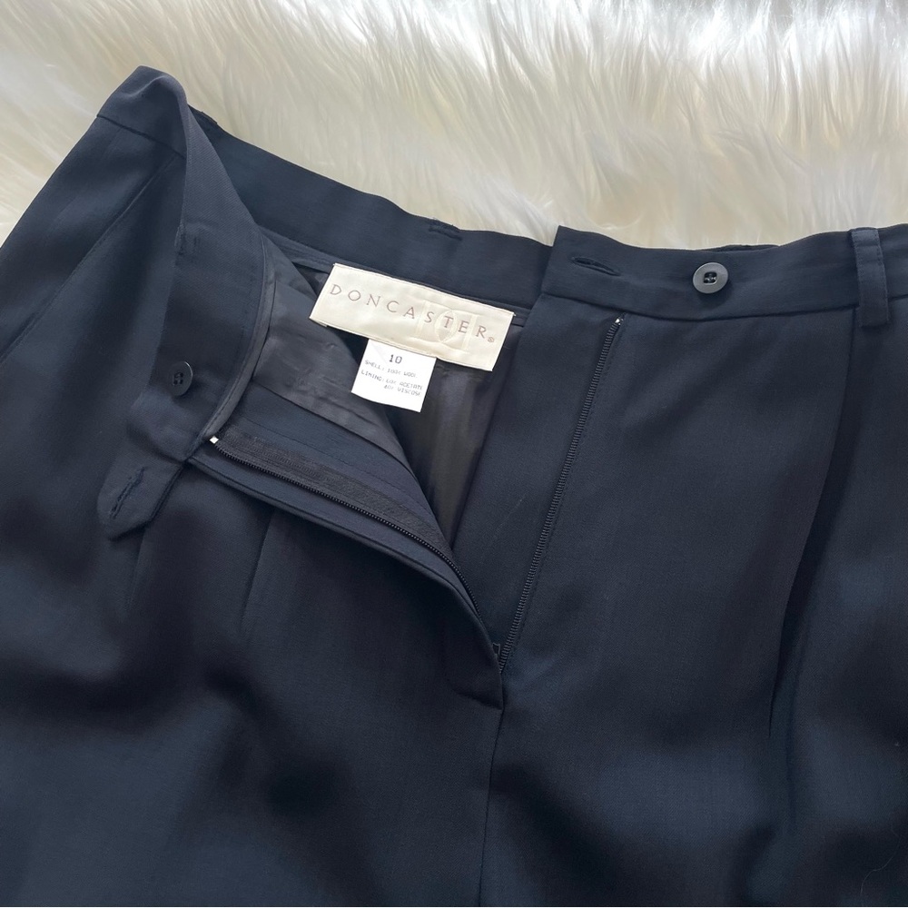 Doncaster High Waisted Wool Trousers/Slacks Navy Blue Size 10 - Picture 10 of 16
